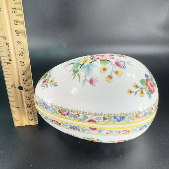 COALPORT MING ROSE Egg Shape Bone China Trinket Box England Floral Pattern VTG - Picture 3 of 16